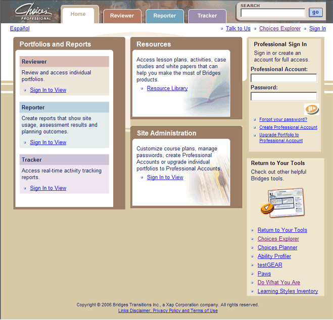 Bridges+career+planning+tools