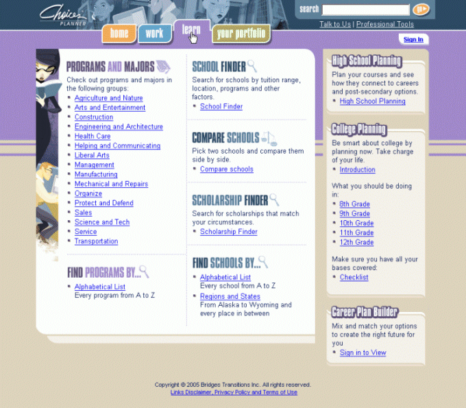 bridges transitions products choices planner highlights features compare schools college